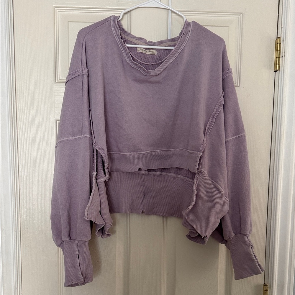 We The Free Lavender Hem Cropped Sweatshirt
